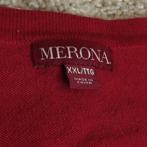 Merona Red with Gold Sequin Shoulders Button Down Cardigan - Picture 8 of 14